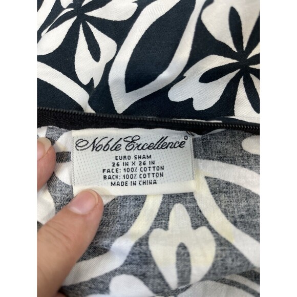 2 Noble Excellence Euro Sham Black & White Geometric. Reversible  26”x26” Square - Picture 7 of 10